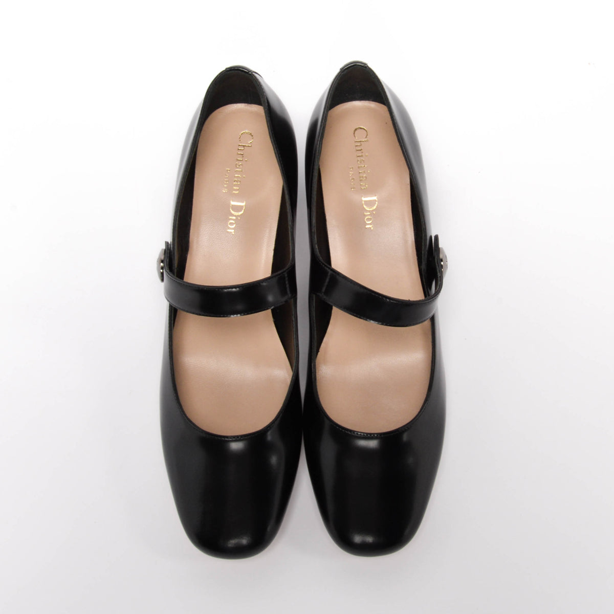 Dior Black Brushed Calfskin Mary Jane Uniform Pumps 39.5