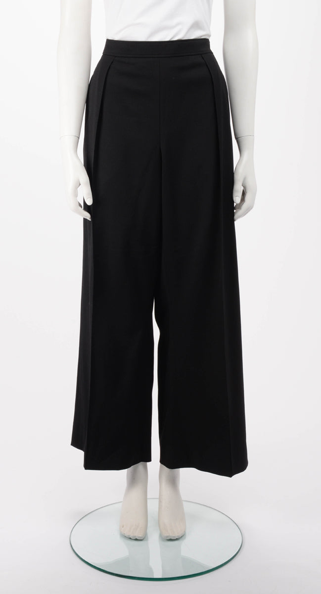 Hermes Black Wool Wide Leg Pants FR 42