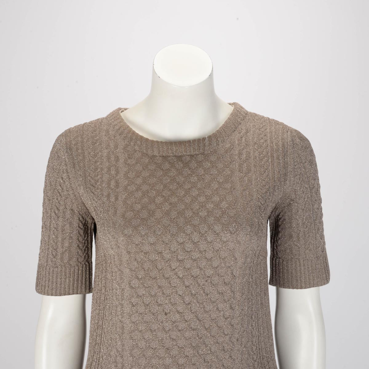 Louis Vuitton Bronze Glitter Fabric Knit Top S