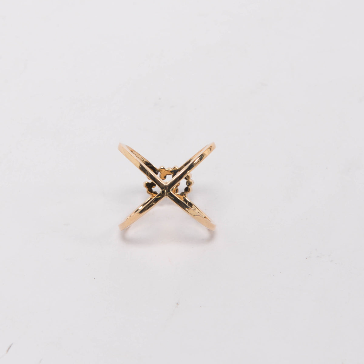 Gucci Diamond 18k Yellow Gold Running GG Cross Ring