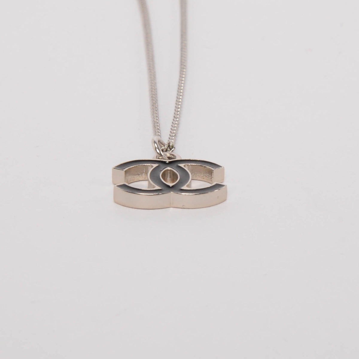 Chanel Black & Silver Enamel CC Necklace