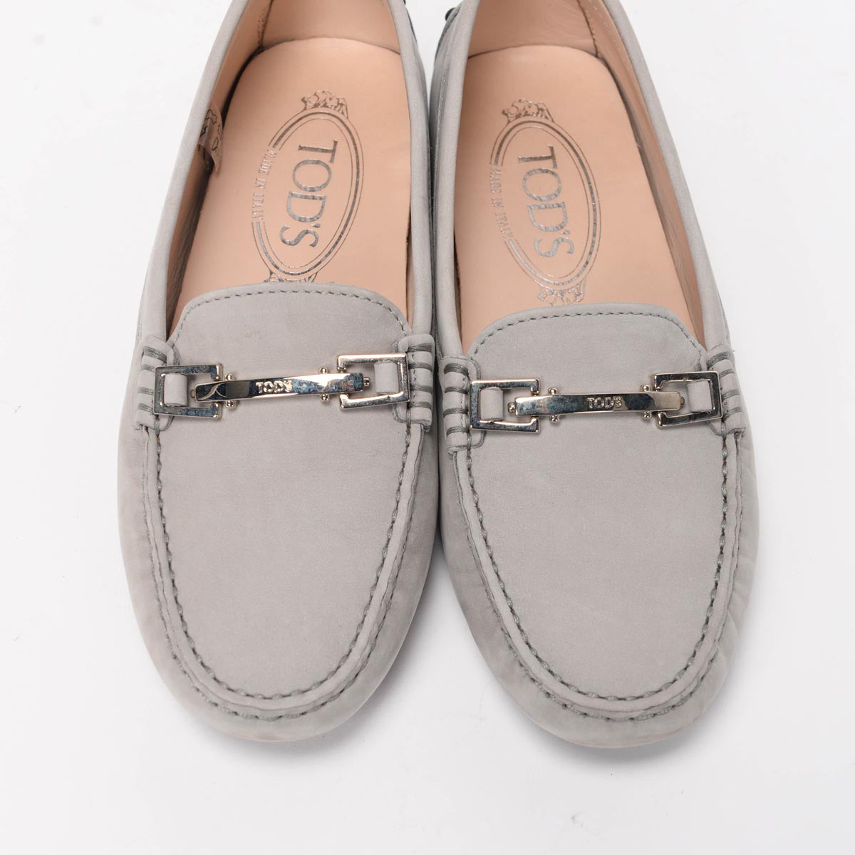 Tod's Grey Suede Gommini Moccasin Flats