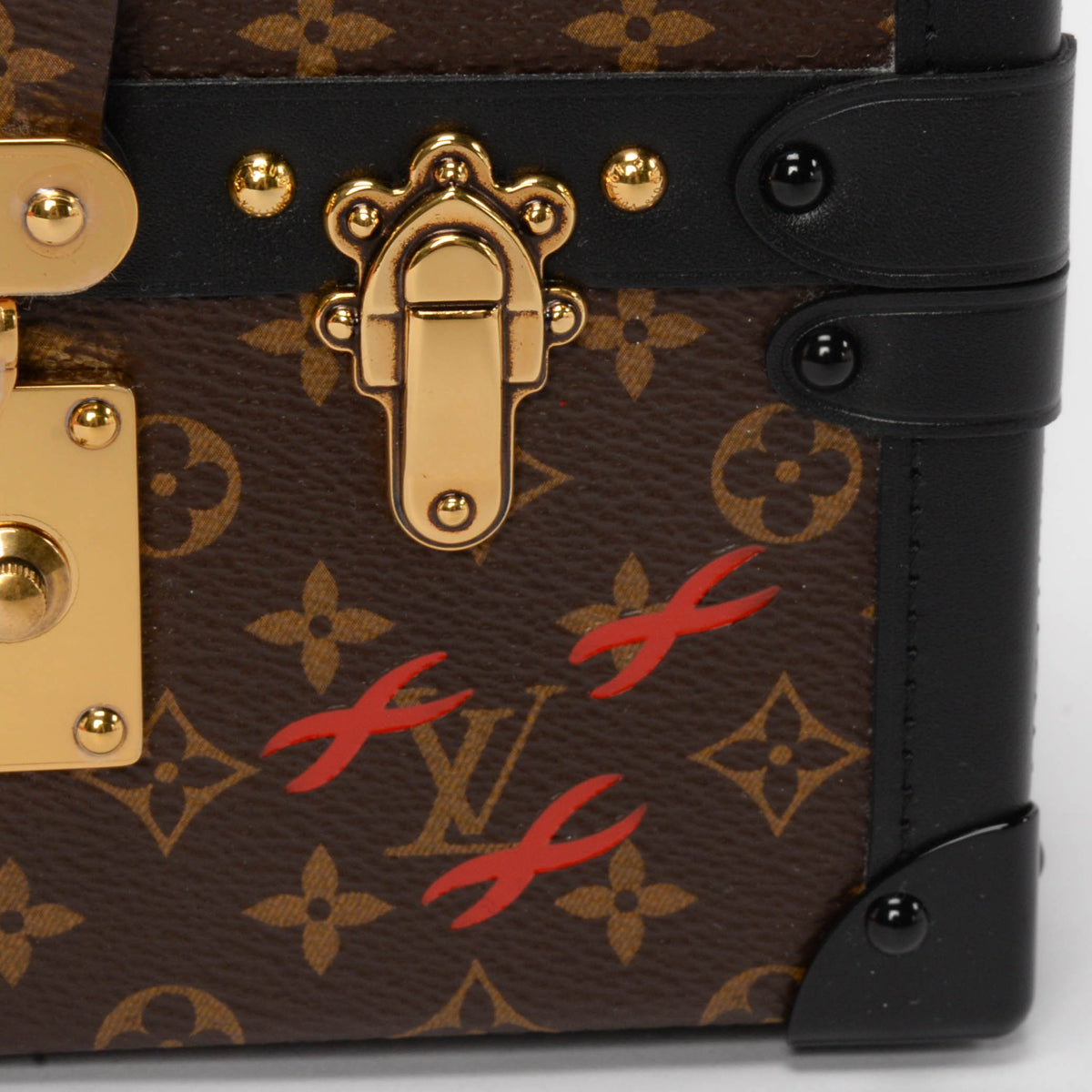 Louis Vuitton Black Leather & Monogram Petite Malle