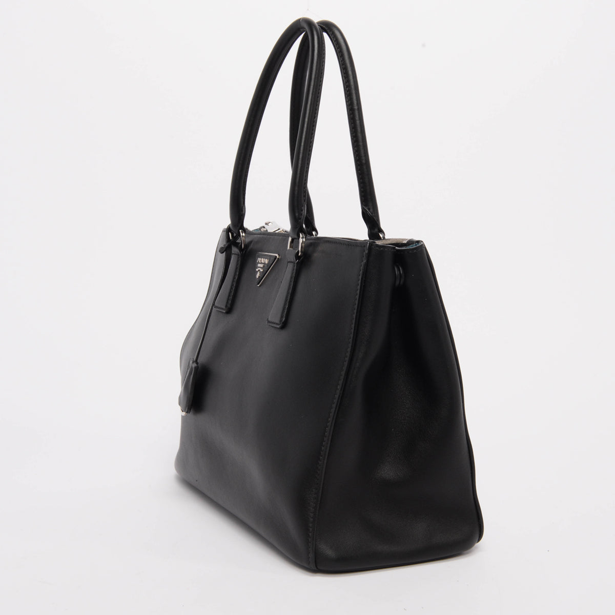 Prada Black City Calf Medium Galleria Double Zip Tote