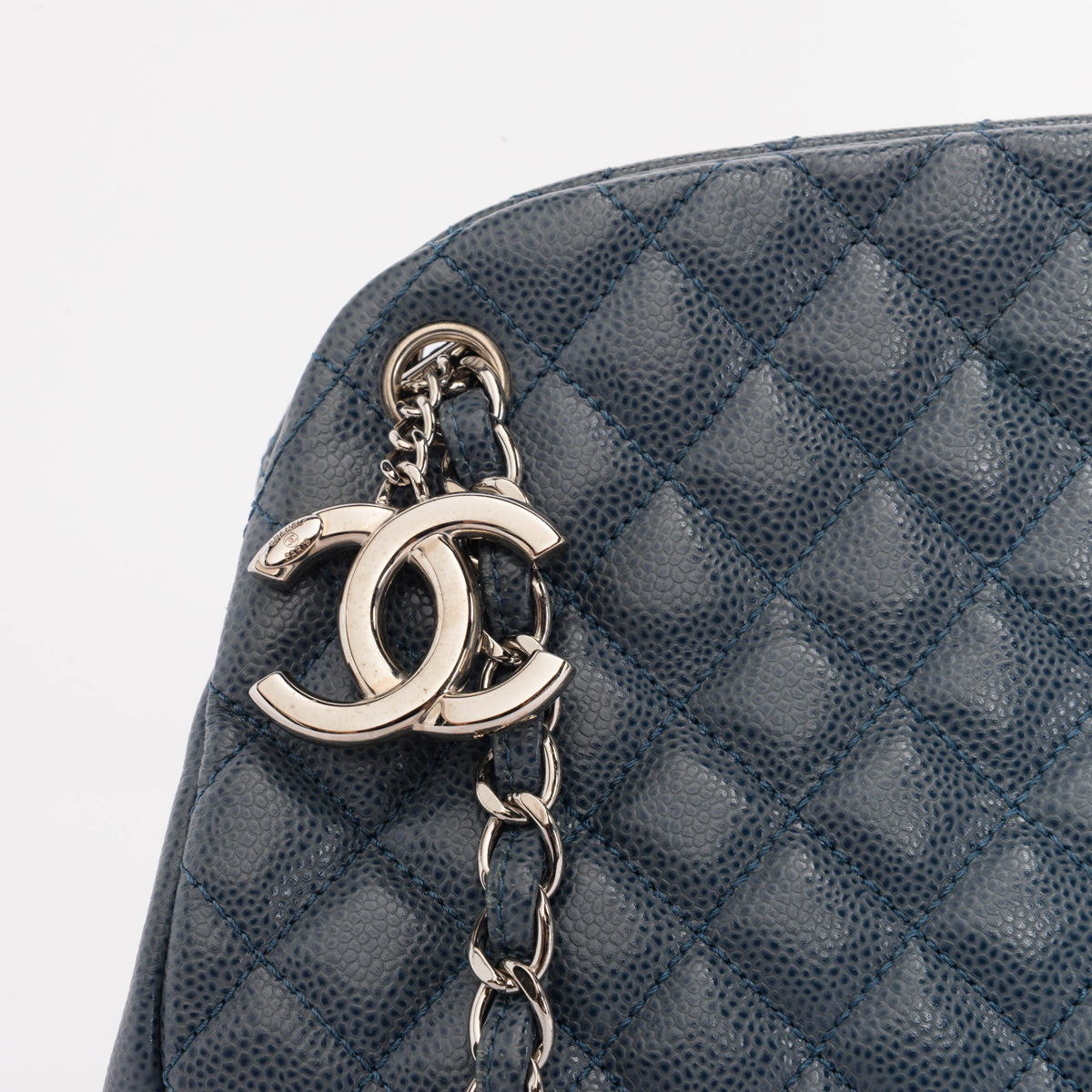 Chanel Blue Quilted Caviar Just Mademoiselle Bowling Bag