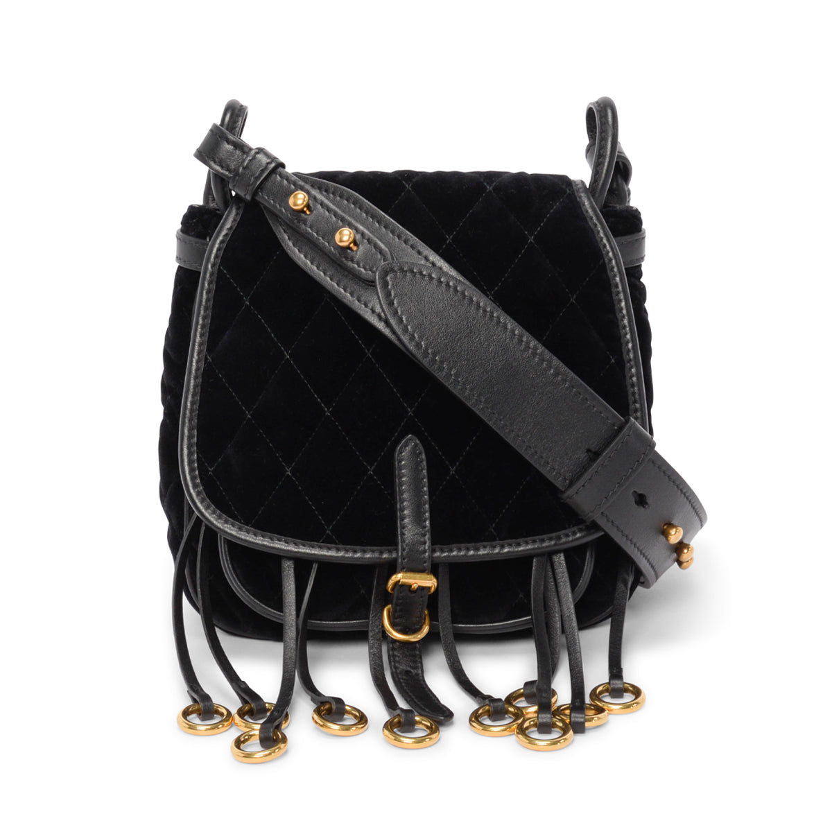 Prada Black Quilted Velvet Velluto Impuntu Corsaire Bag