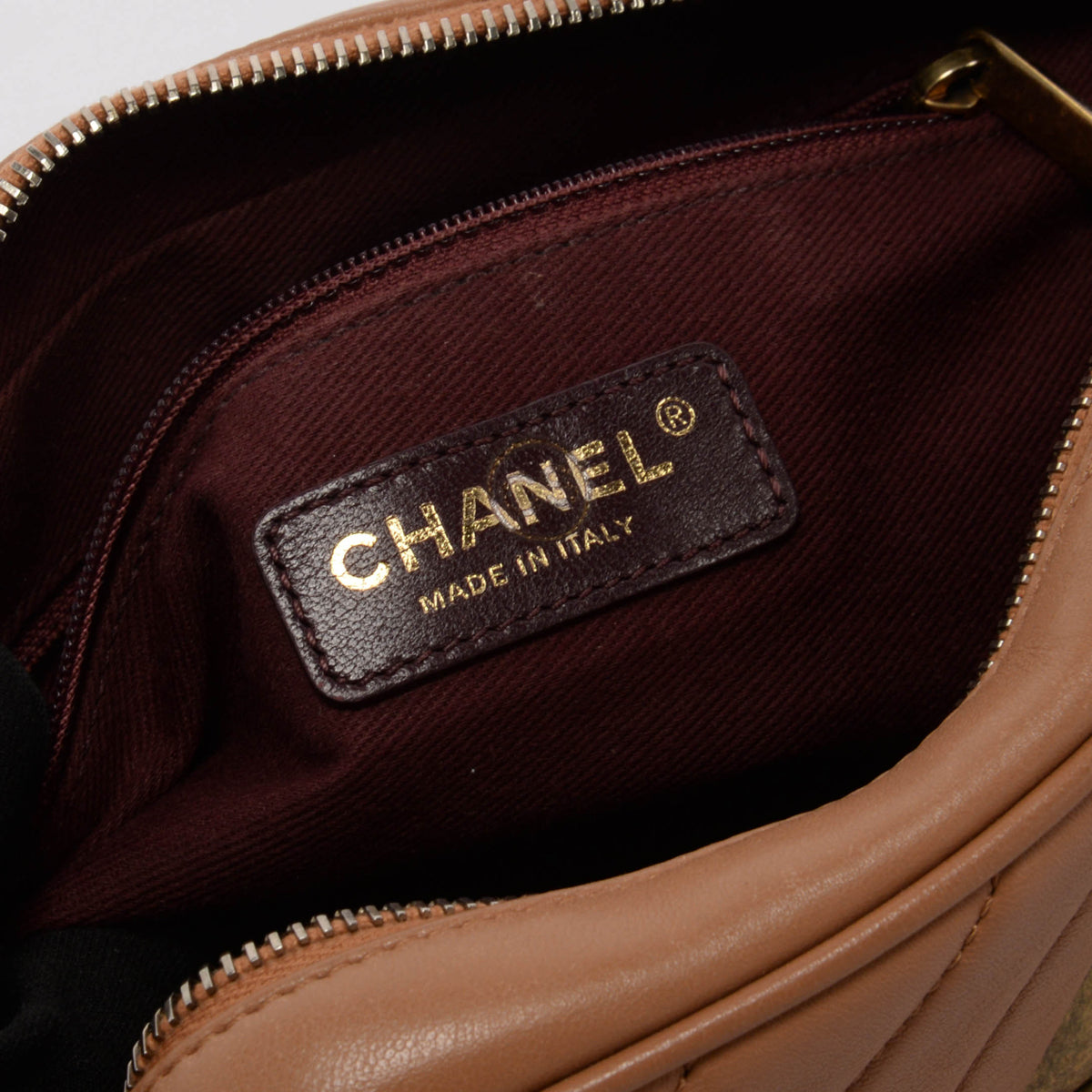 Chanel Camel Lambskin Pyramid CC Camera Bag