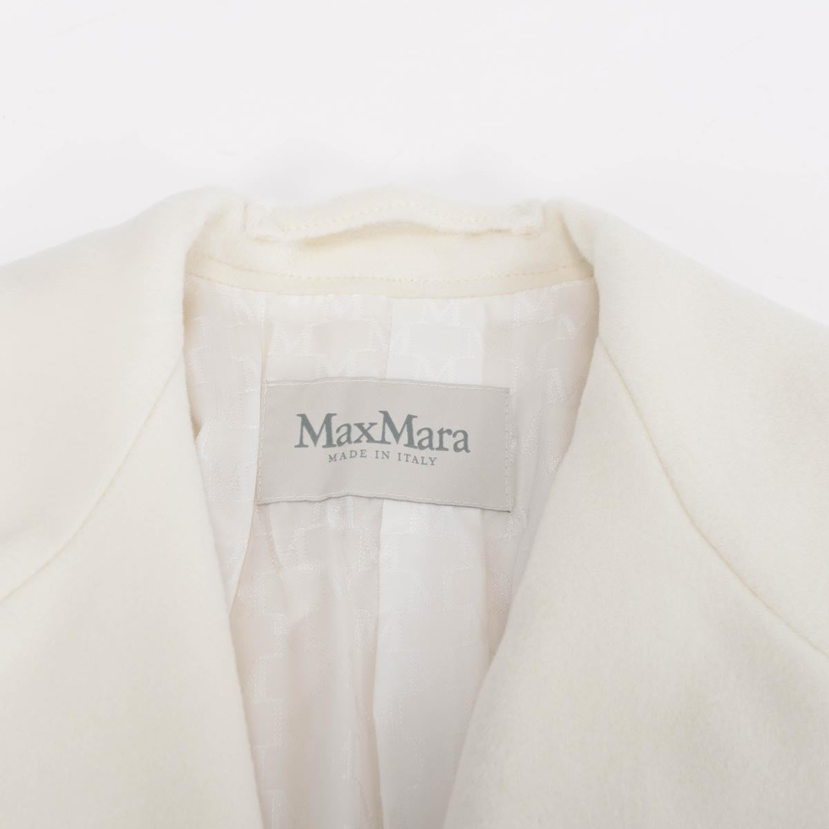 Max Mara White Wool Blend 101801 Icon D.B. Coat IT 42