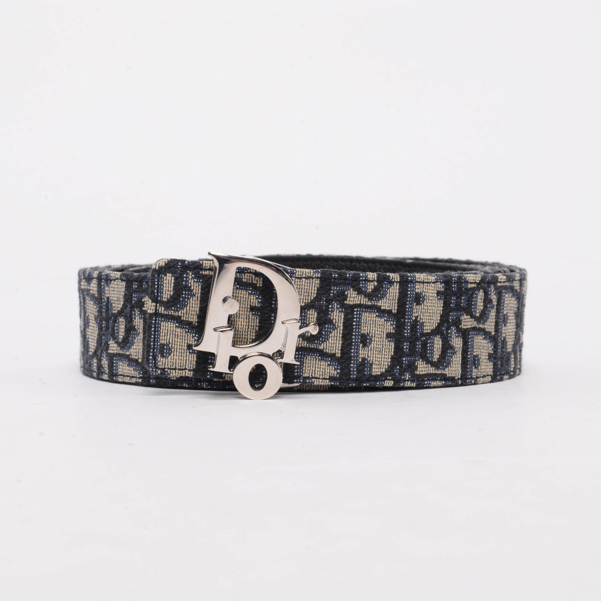 Dior Homme Navy Oblique Jacquard Reversible Belt