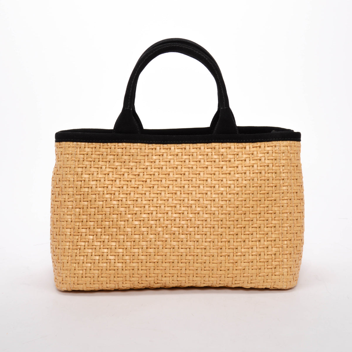 Prada Black Woven Raffia Basket Tote