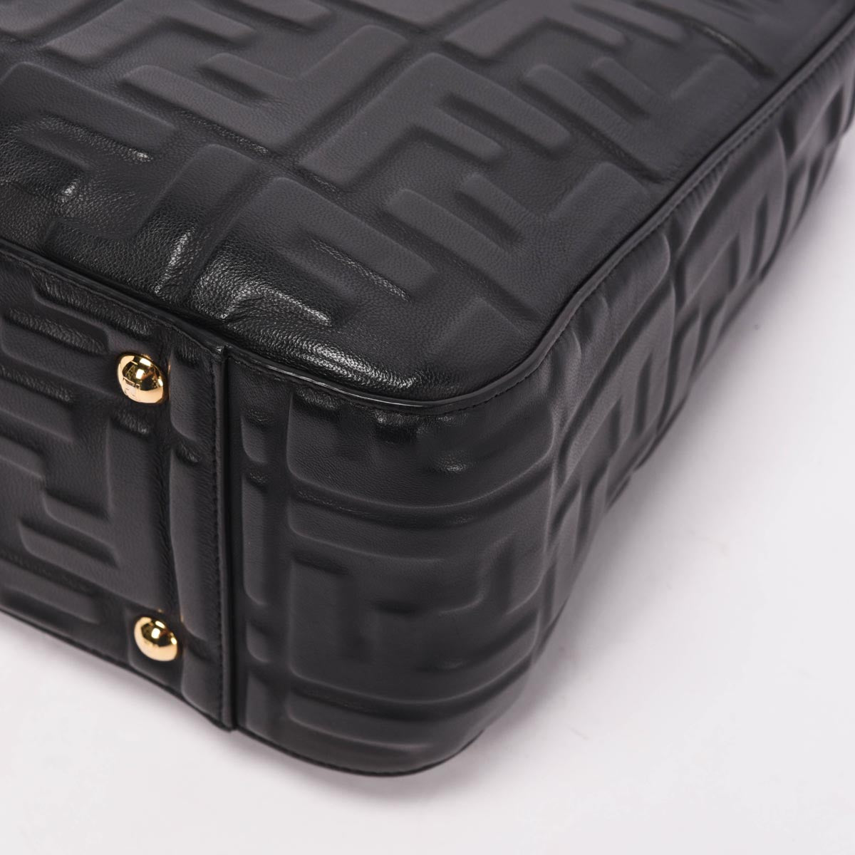 Fendi Black Nappa FF 1974 Embossed Small Tote