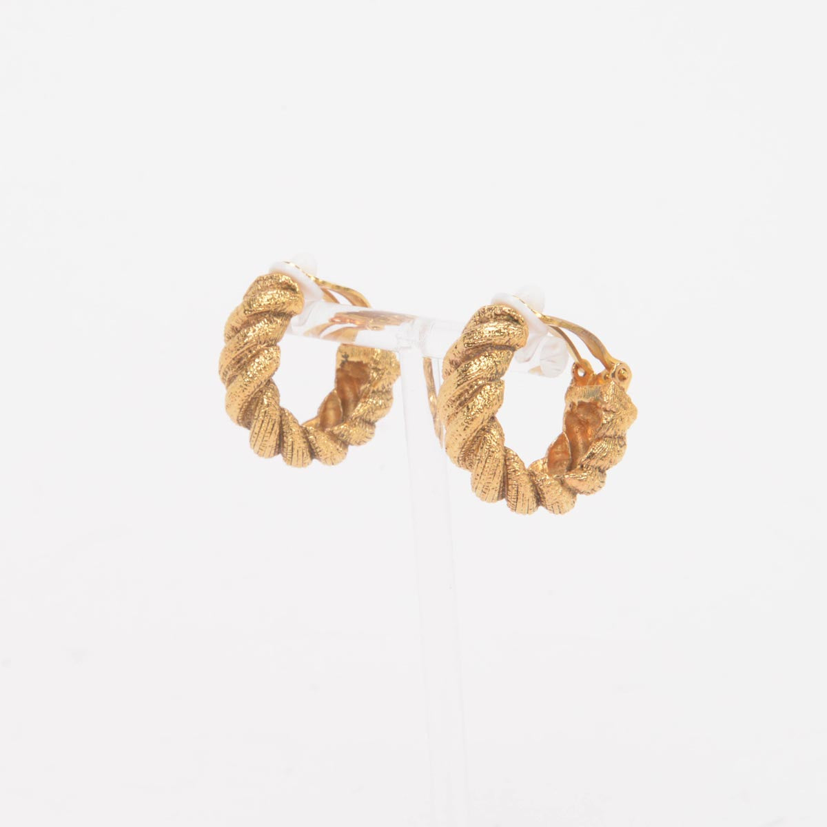 Chanel Vintage Gold Twisted Hoop Clip-On Earrings