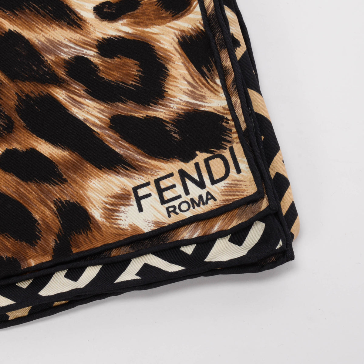 Fendi Leopard Print Silk FF Gradient Scarf