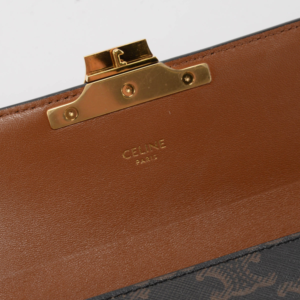Celine Tan Canvas Triomphe Shoulder Bag