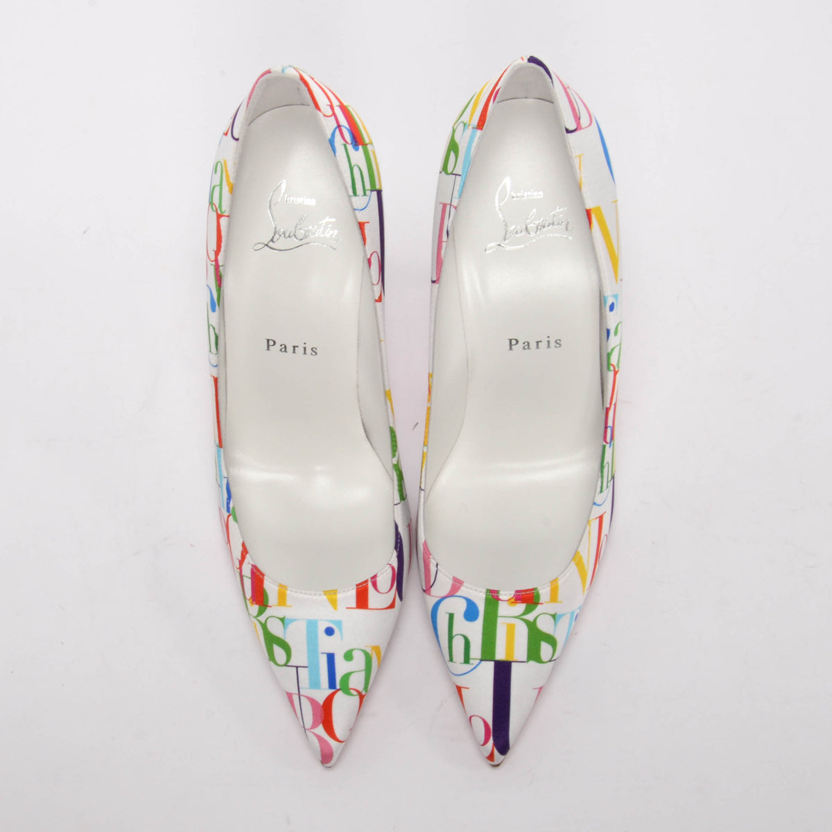 Christian Louboutin White Satin ABC Loubi Kate Pumps 37