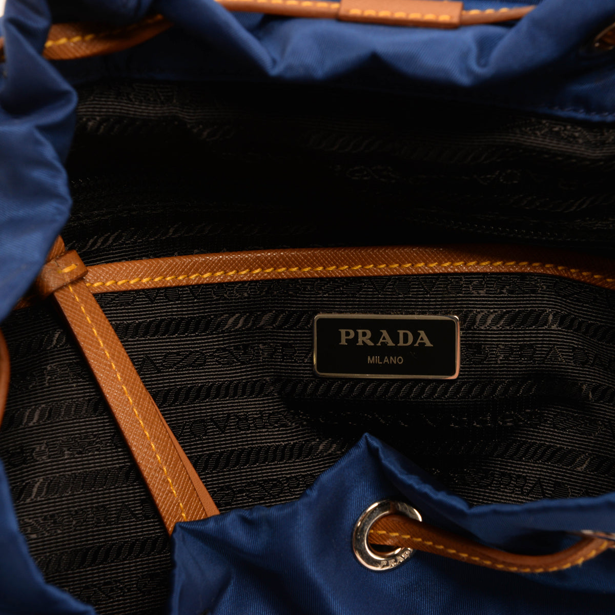 Prada Bluette Nylon & Saffiano Small Backpack