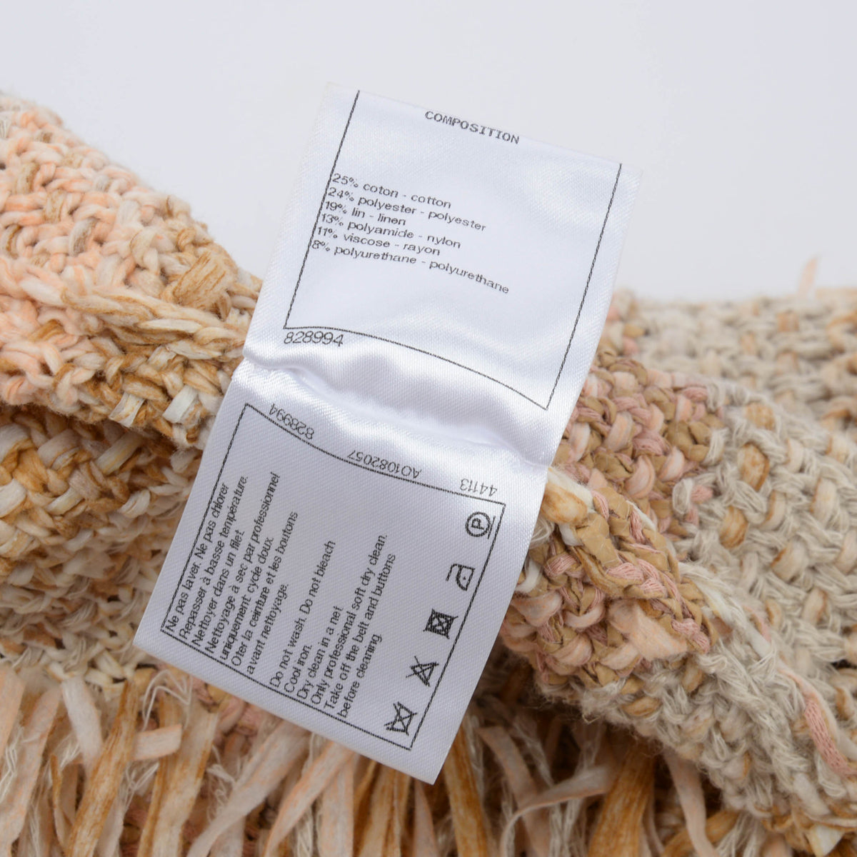 Chanel Peach & Beige Knit Striped Jacket FR 40