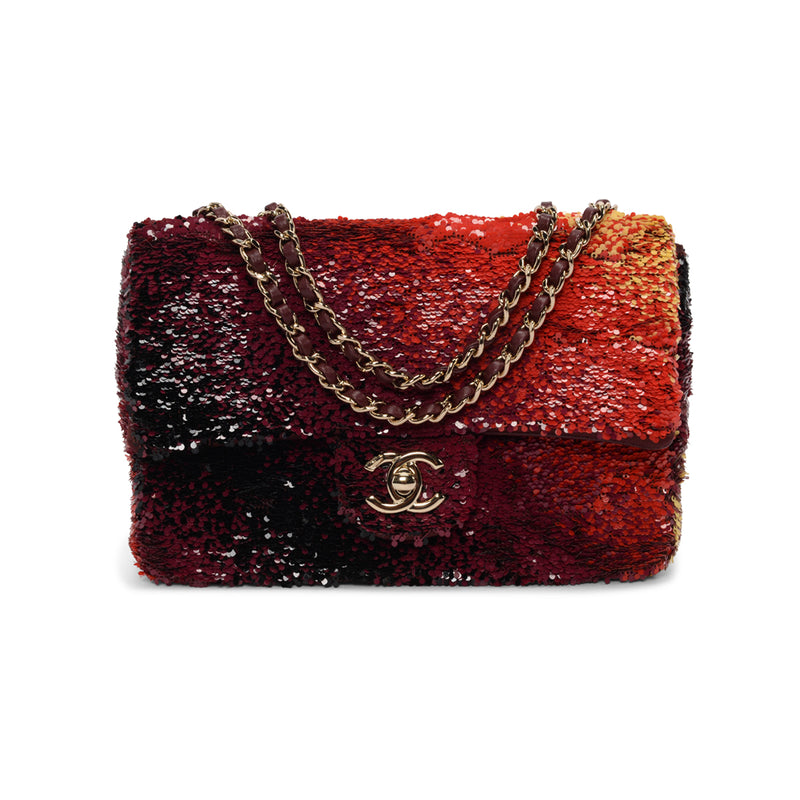 Chanel Sunset Shaded Sequin Mini Rectangular Flap Bag - Blue Spinach