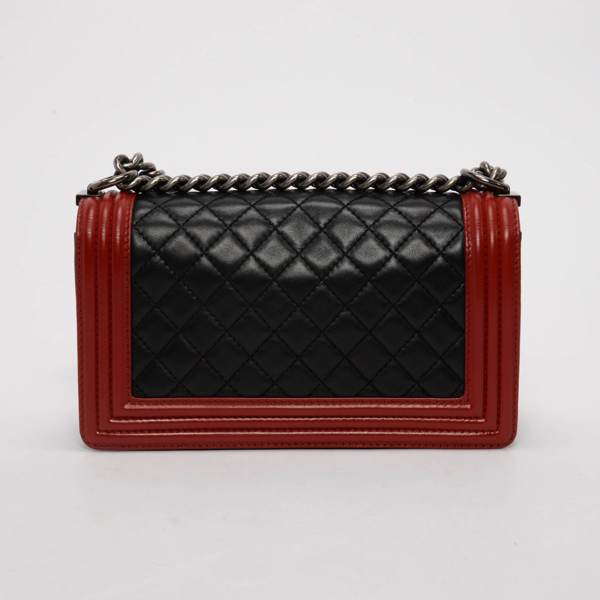 Chanel Black & Red Quilted Lambskin Medium Boy Bag