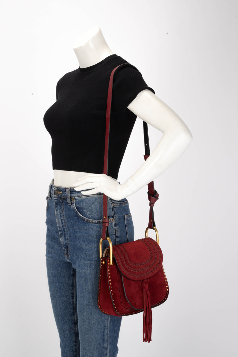 Chloe Sienna Red Suede Small Whipstitch Hudson Bag