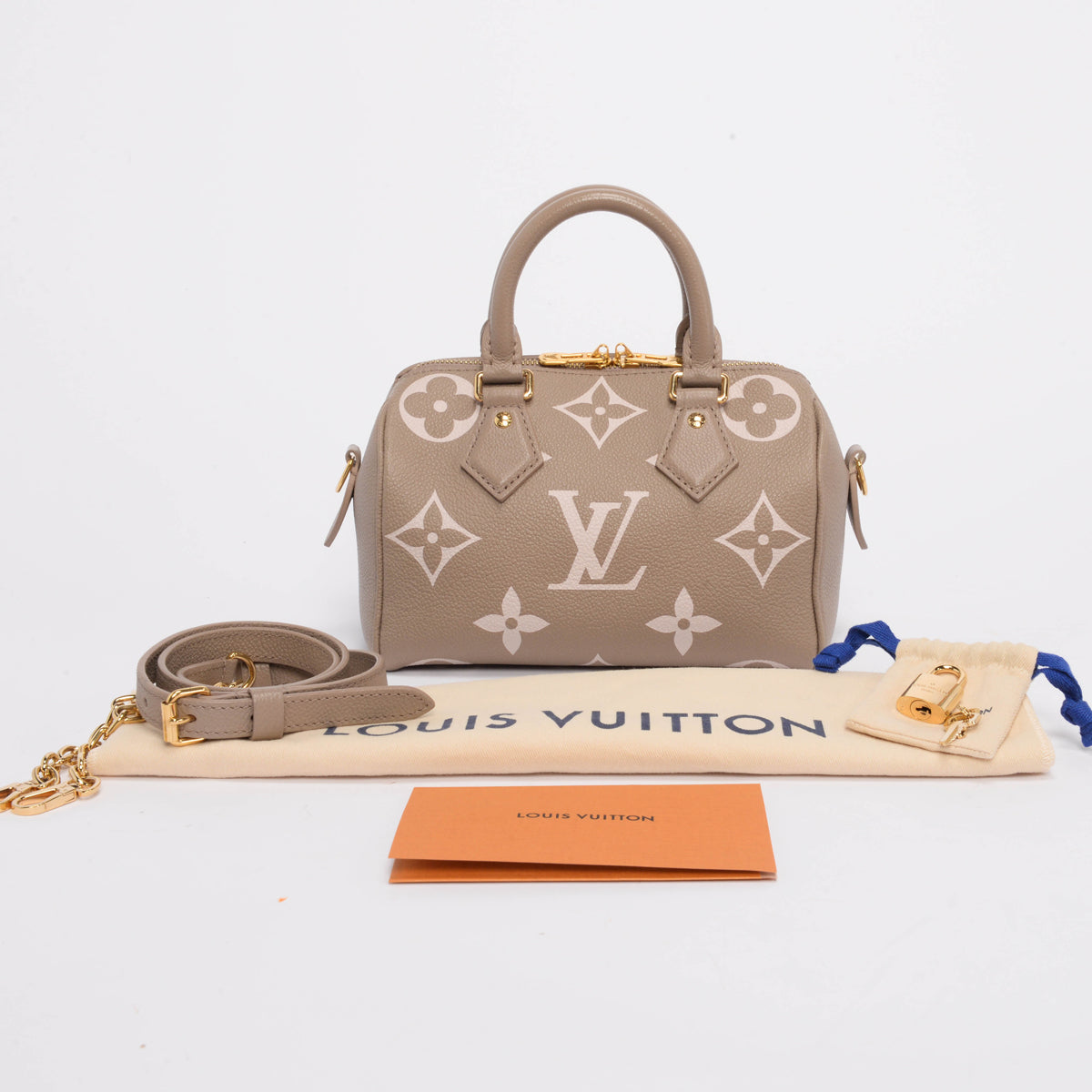 Louis Vuitton Tourterelle & Creme Empreinte Speedy Bandouliere 20