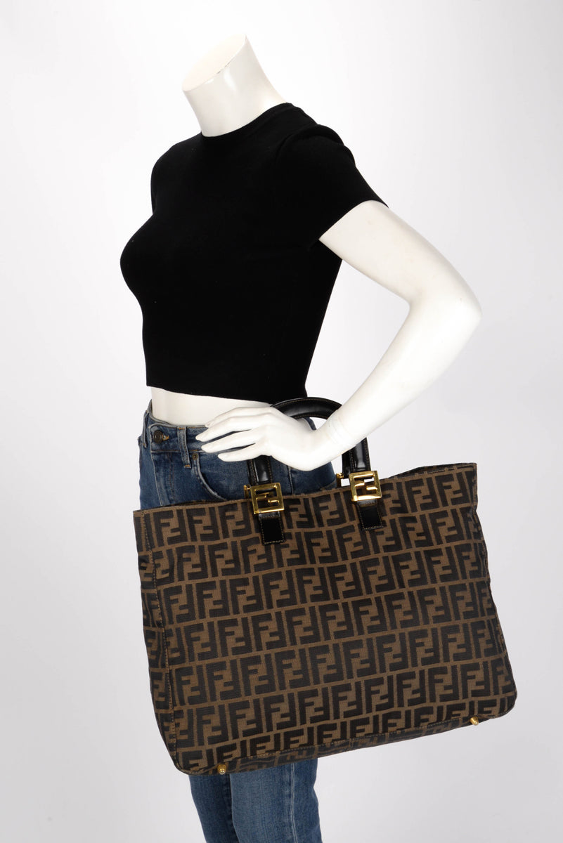 Fendi Tobacco Zucca Canvas Large Twins Tote