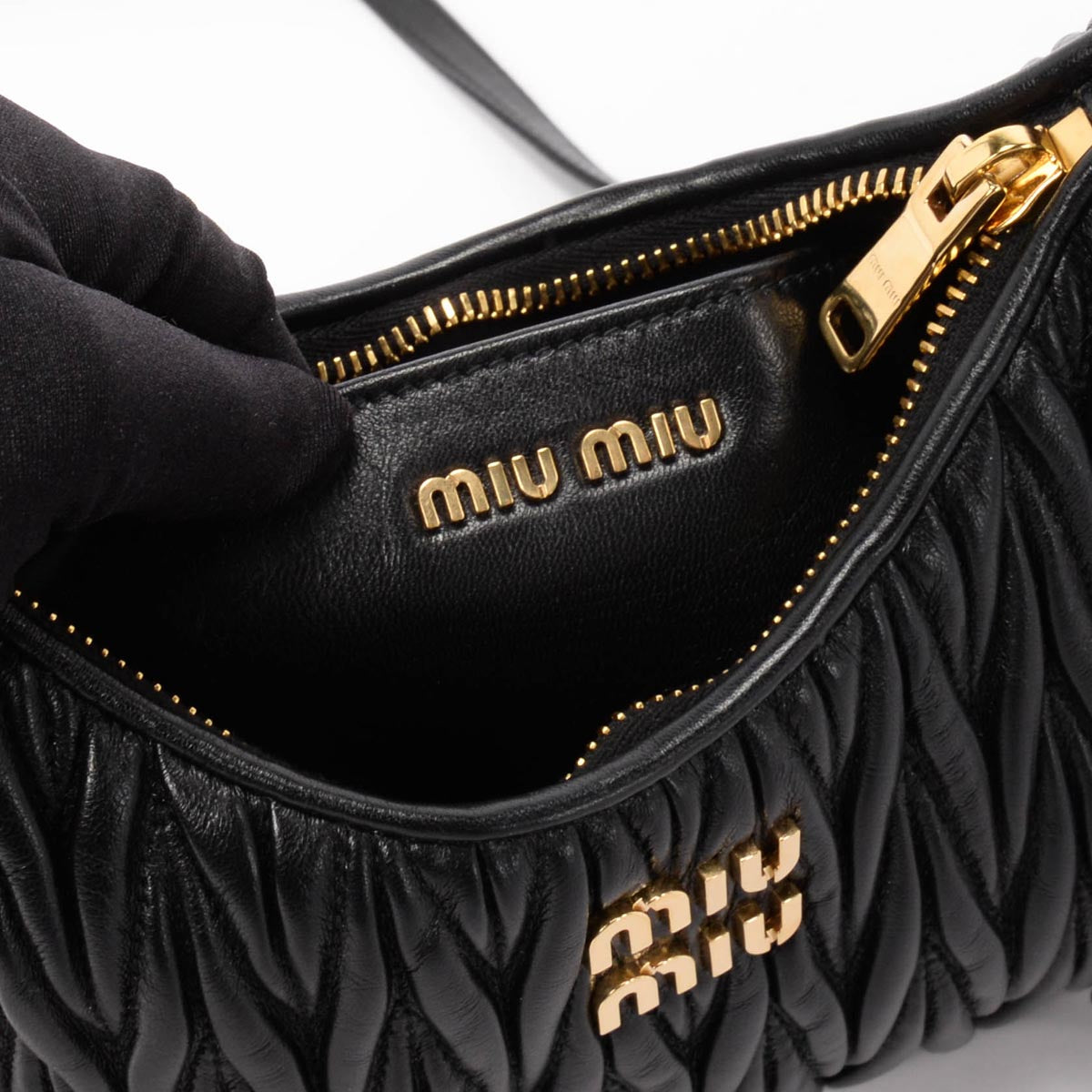 Miu Miu Black Matelasse Nappa Shoulder Bag