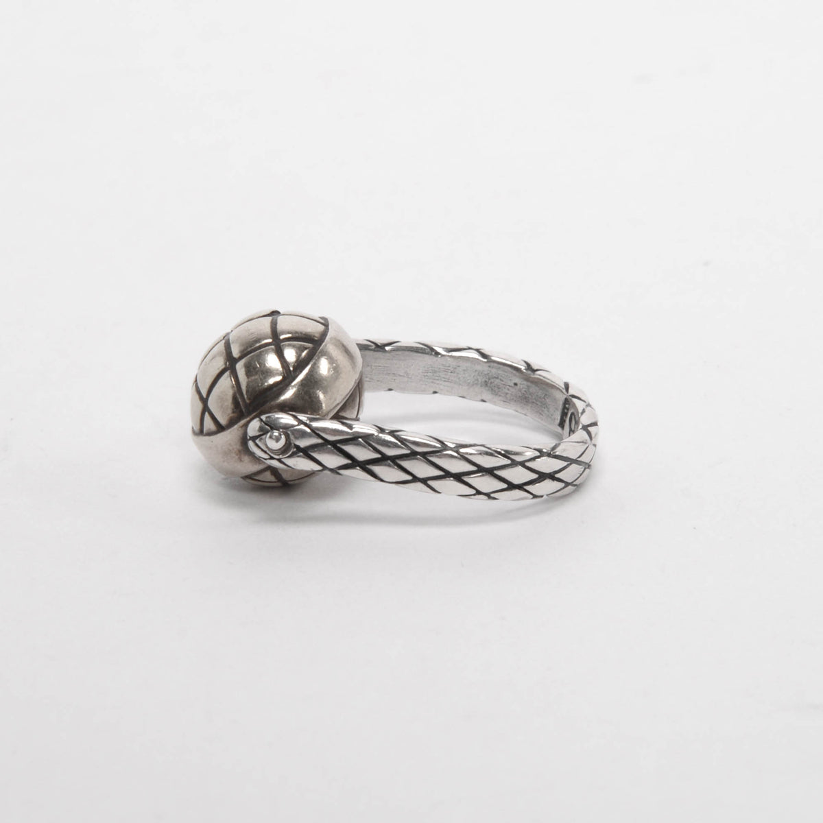 Bottega Veneta Silver Intrecciato Ball Ring