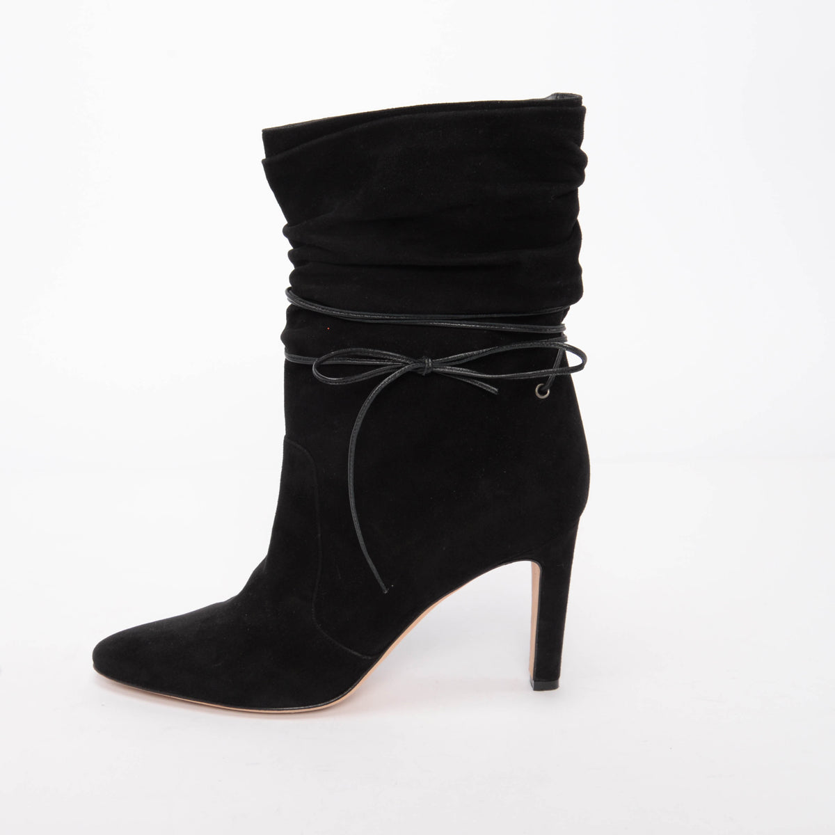 Manolo Blahnik Black Suede Cavashipla Slouchy Boots 39.5