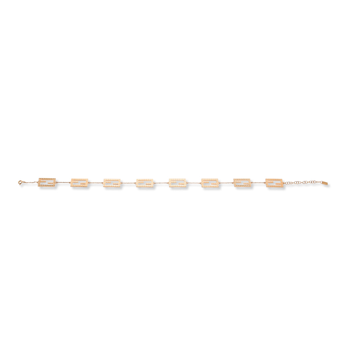 Fendi Gold Tone Metal Baguette Necklace