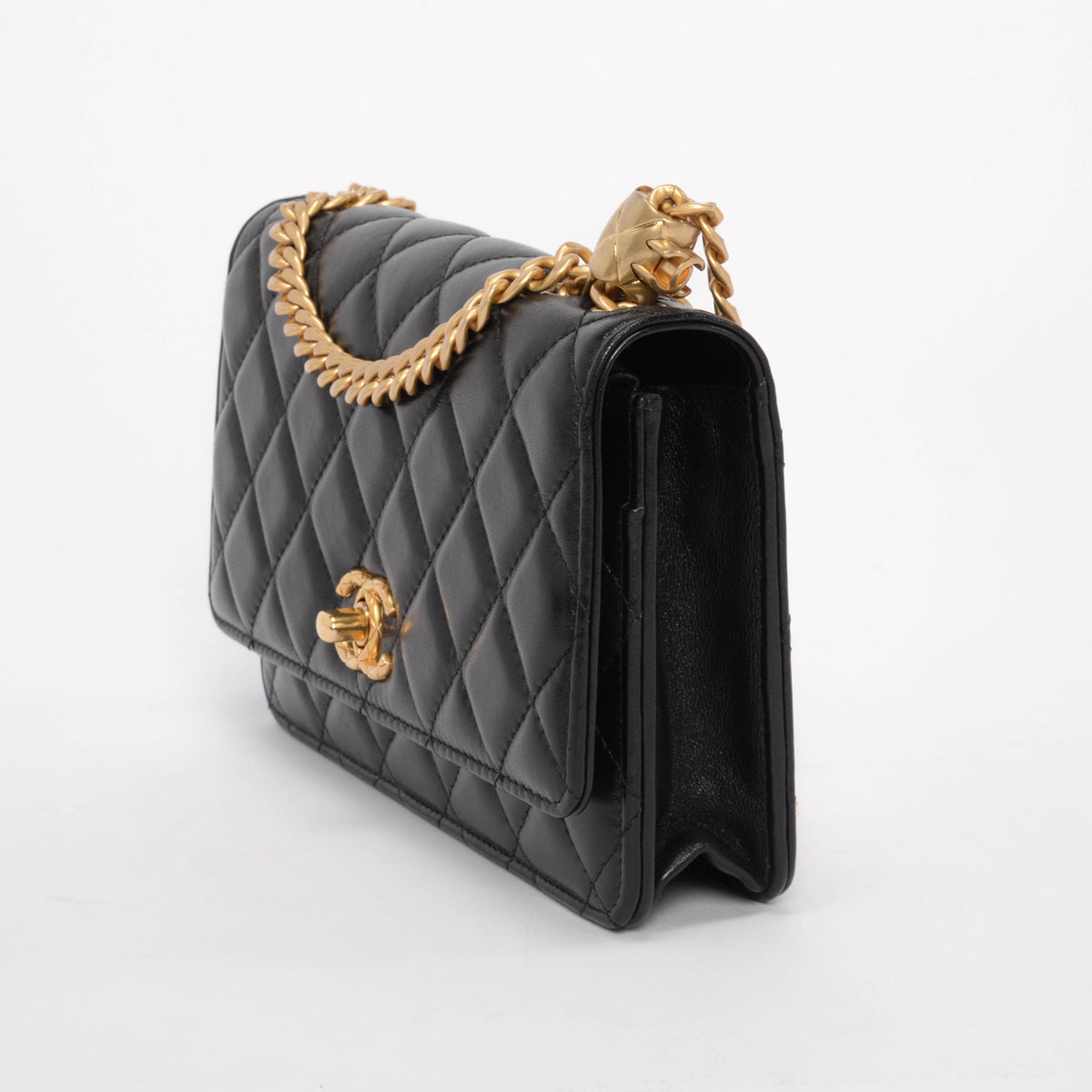Chanel Black Quilted Lambskin Pillow Crush Wallet On Chain