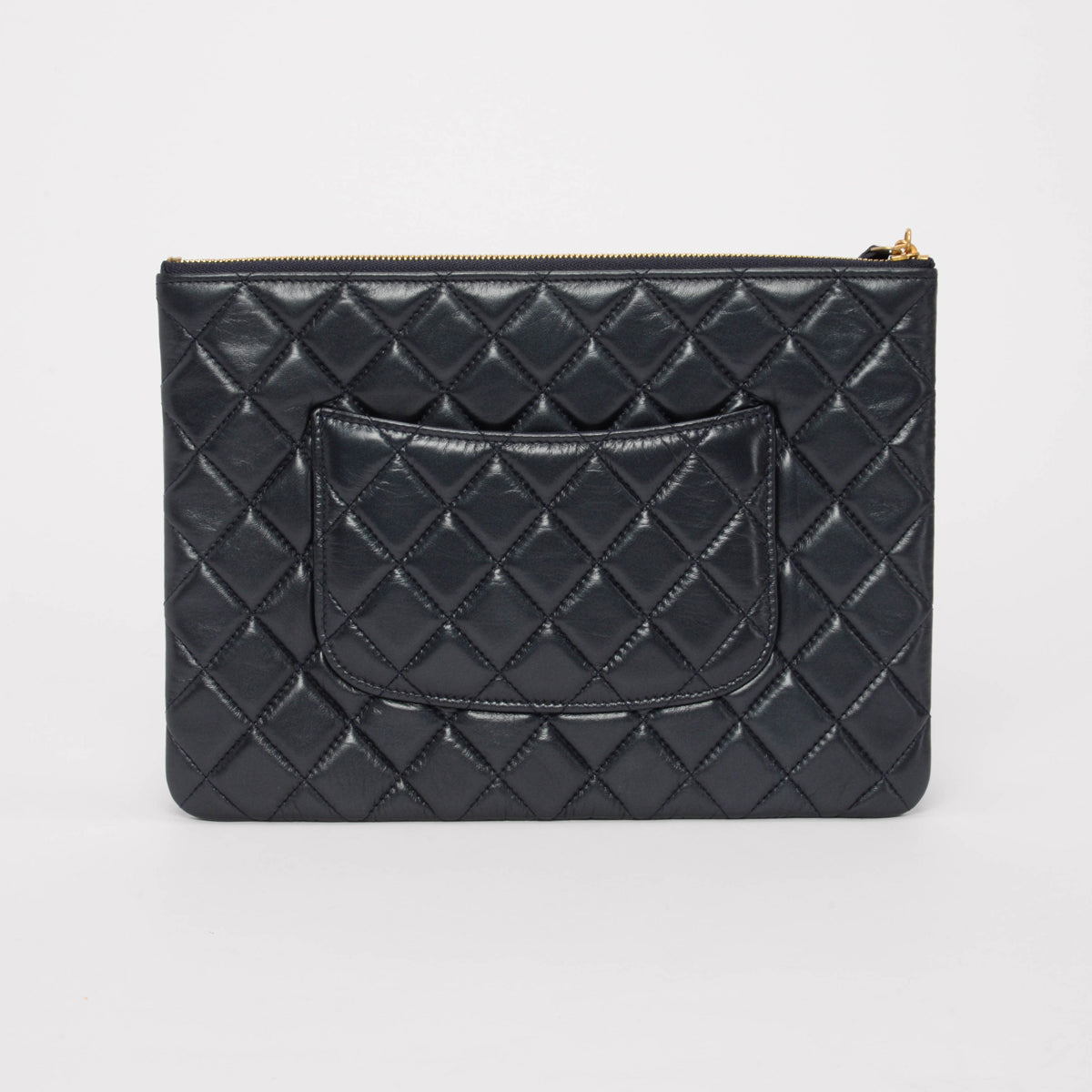 Chanel Navy Quilted Lambskin Small O-Case Pouch