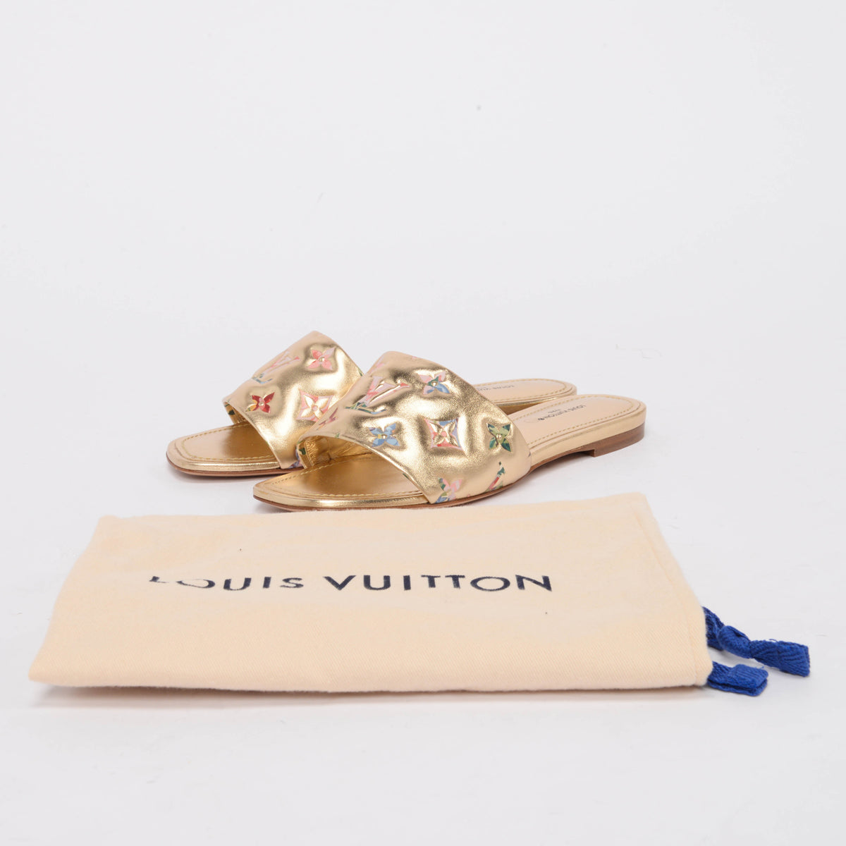 Louis Vuitton Gold Embossed Monogram Garden Revival Flats 36