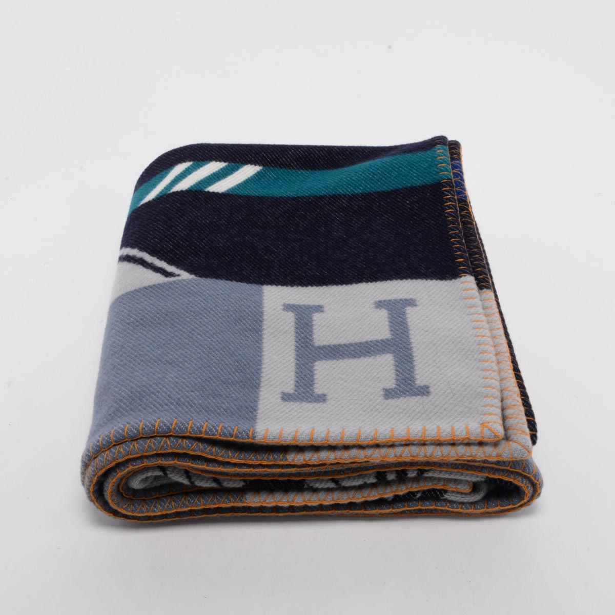 Hermes Acier/Encre Wool Avalon Jump'H Blanket