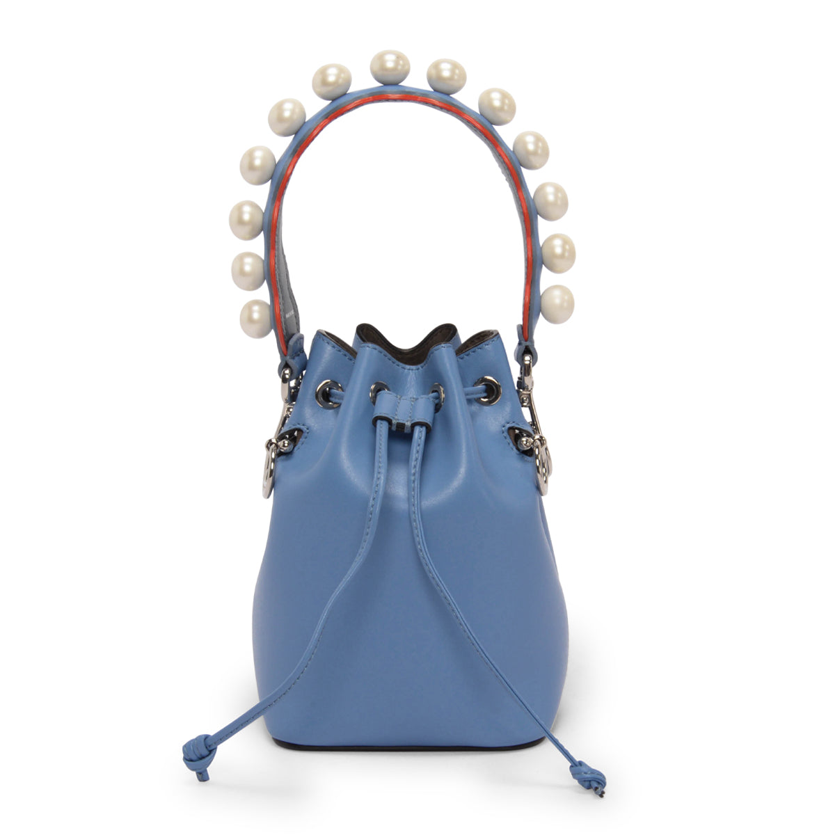 Fendi Blue Calfskin Mon Tresor Bucket Bag & Pearl Strap