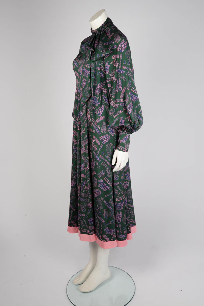 Zimmermann Green & Pink Stretch Silk Zodiac Day Midi Dress 0