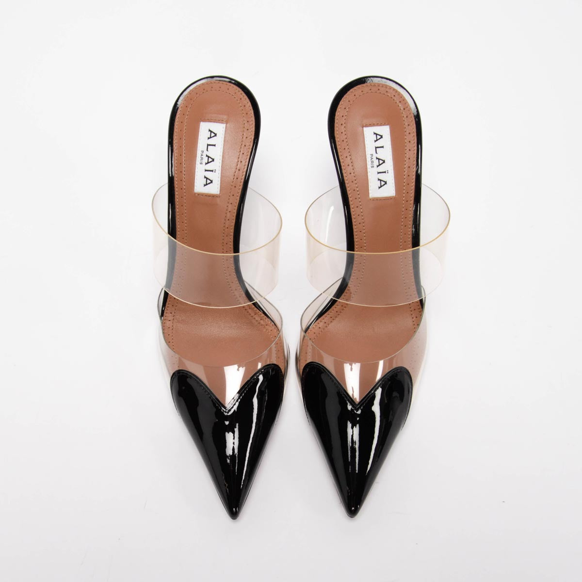 Alaia Black Patent Le Coeur Mules 37