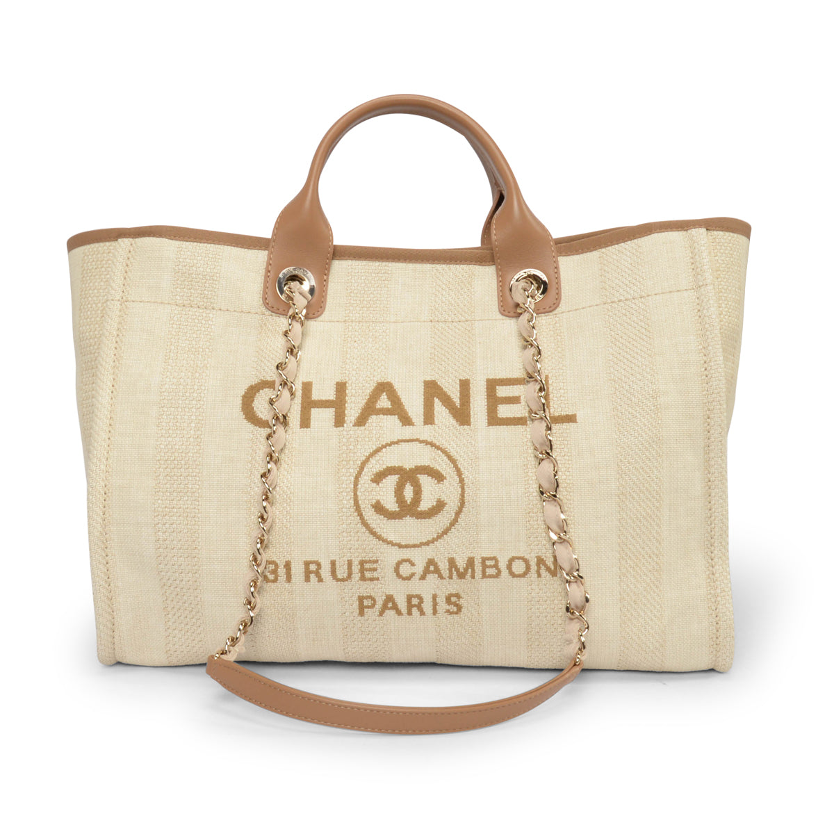 Chanel Beige Tweed Canvas Medium Deauville Tote