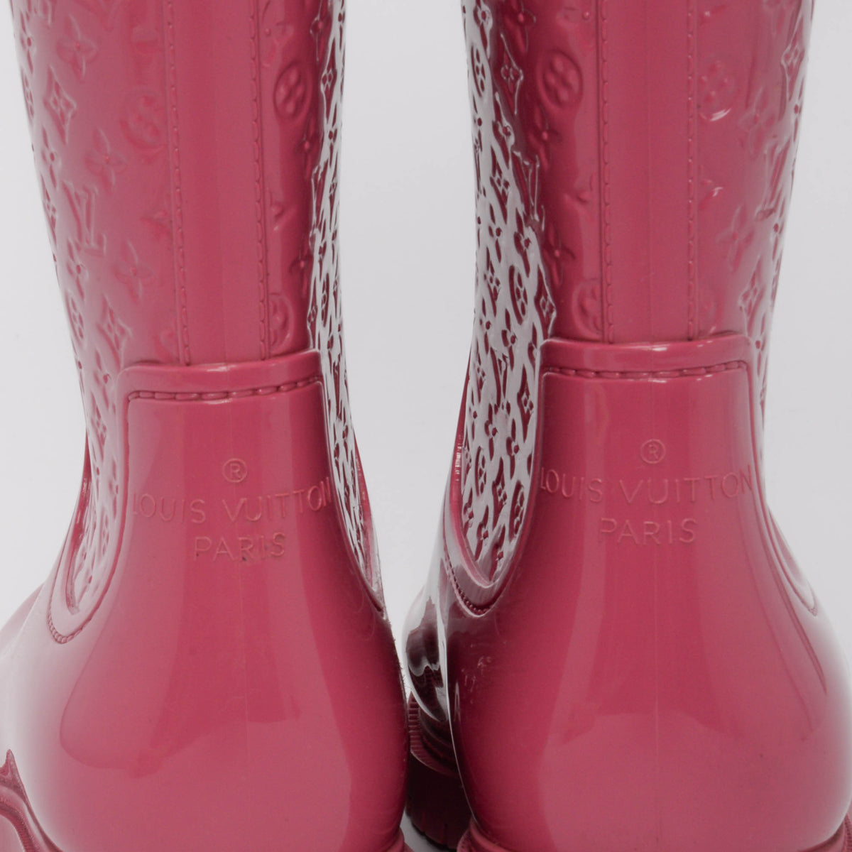 Louis Vuitton Pink Rubber Monogram Splash Rain Boots 36
