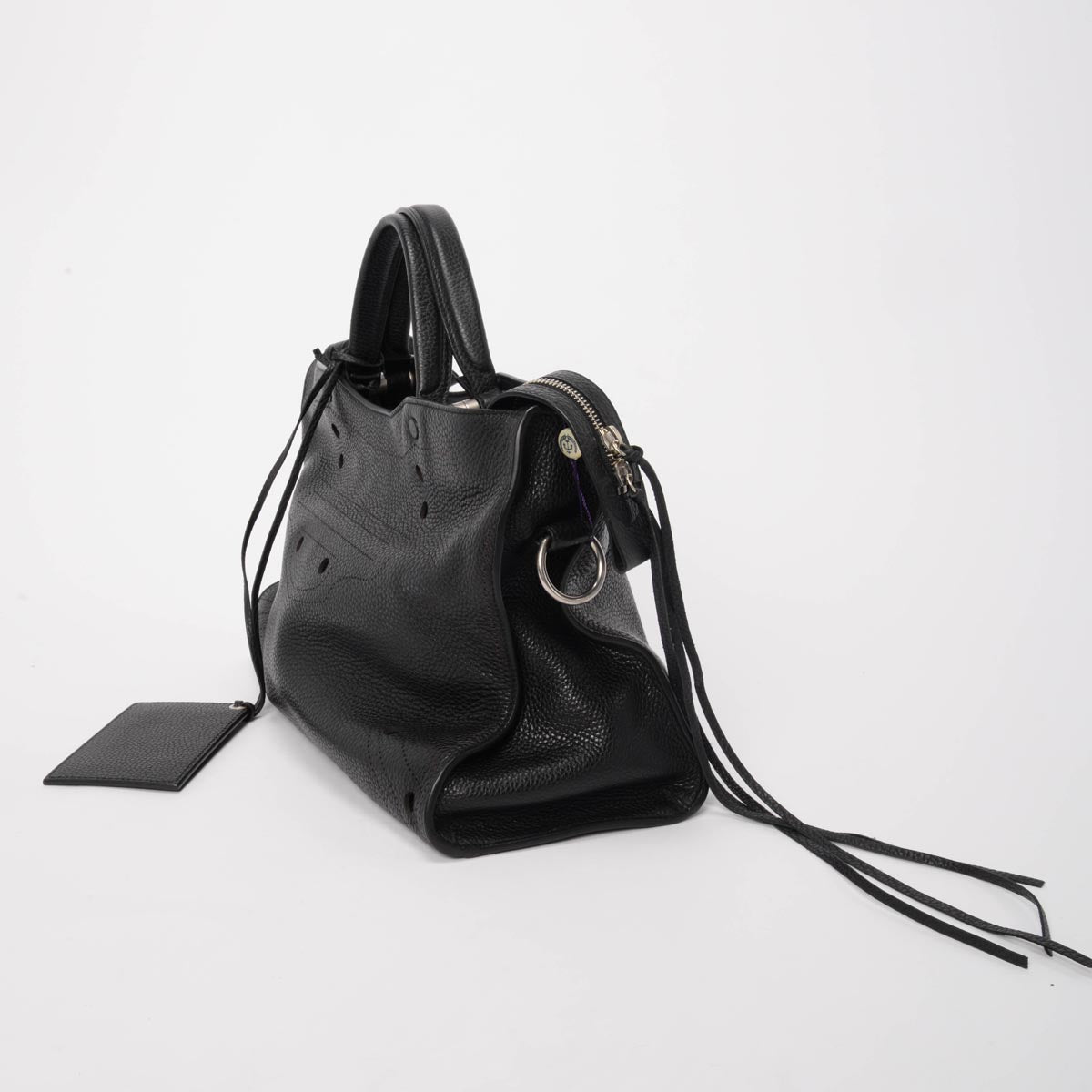 Balenciaga Black Perforated Grained Calfskin Blackout City Bag