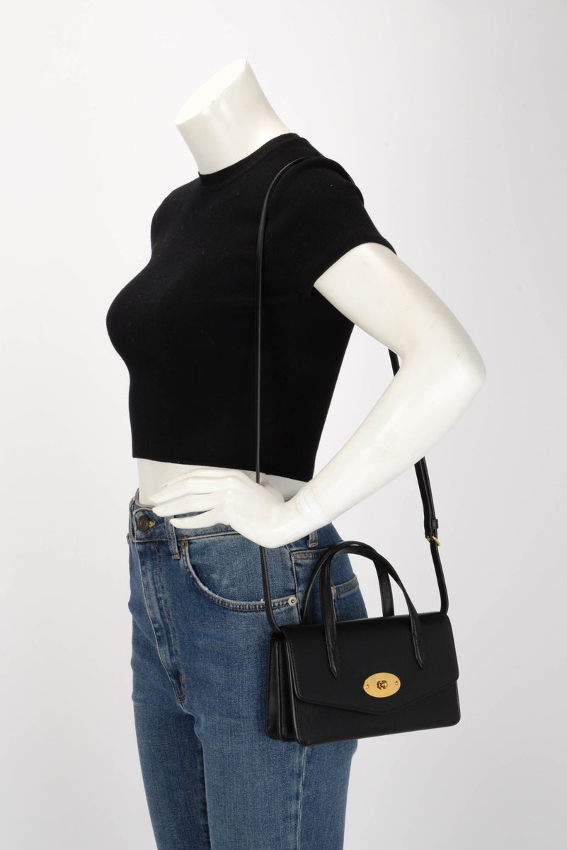 Mulberry Black Calfskin Small Darley Top Handle Bag