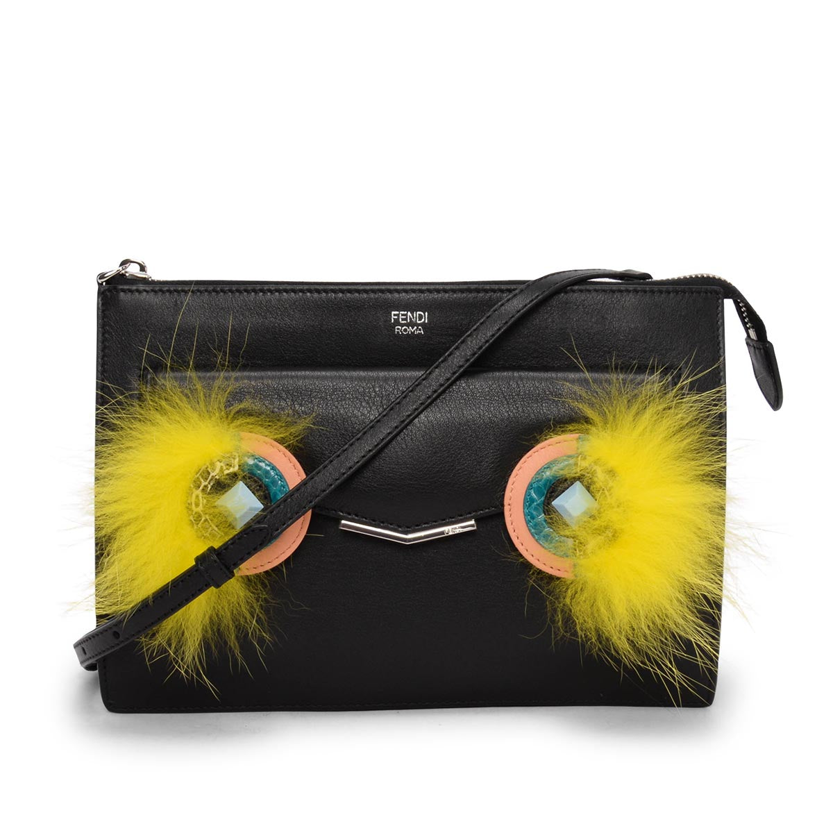 Fendi Black Vitello Dolce Hypnoteyes Mini 2Jours Pouch Bag