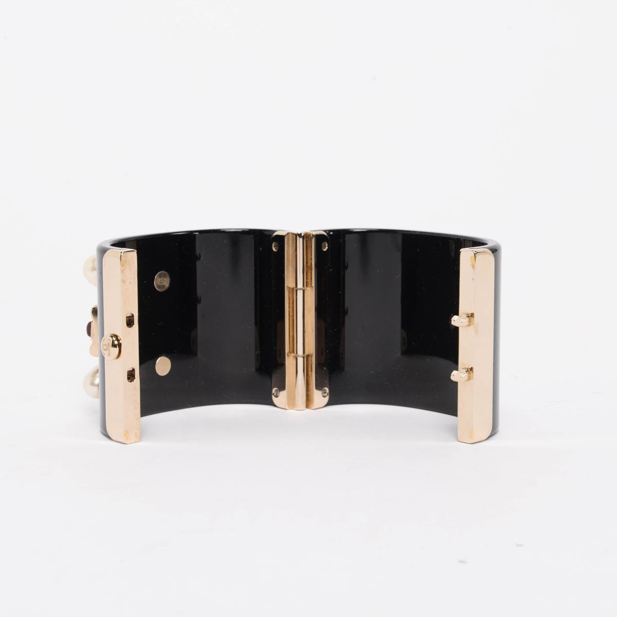 Chanel Black Resin Pearl & Gripoix CC Cuff