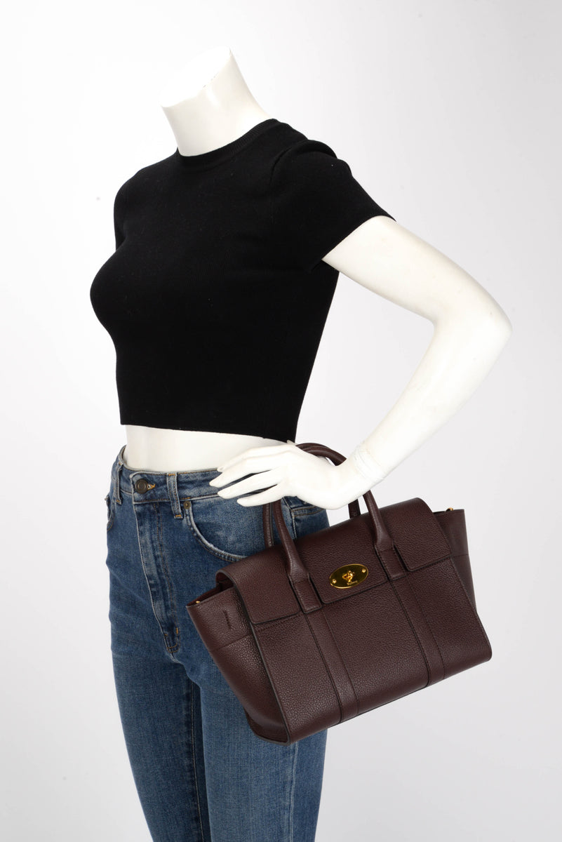 Mulberry Oxblood Classic Grain Small Bayswater With Strap