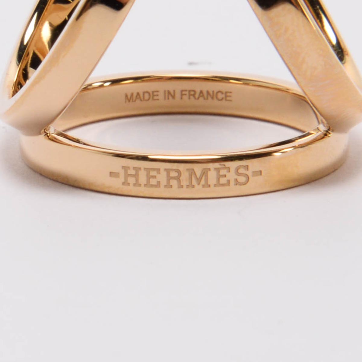 Hermes Gold Tone Permabrass Trio Scarf Ring
