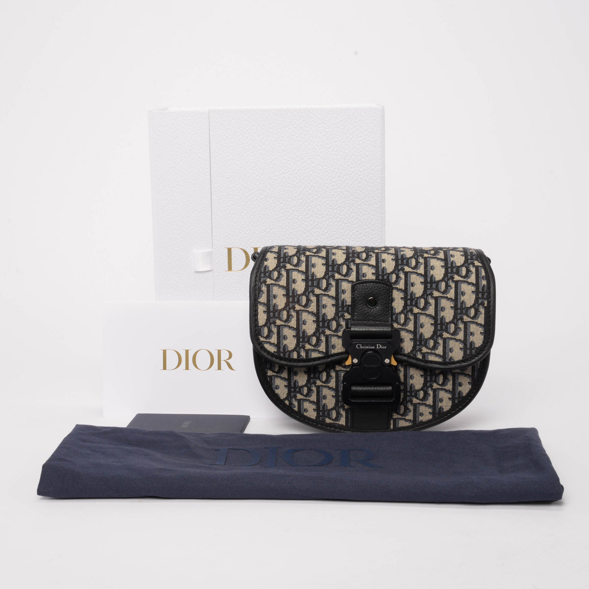 Dior Navy Oblique Canvas Mini Gallop Bag