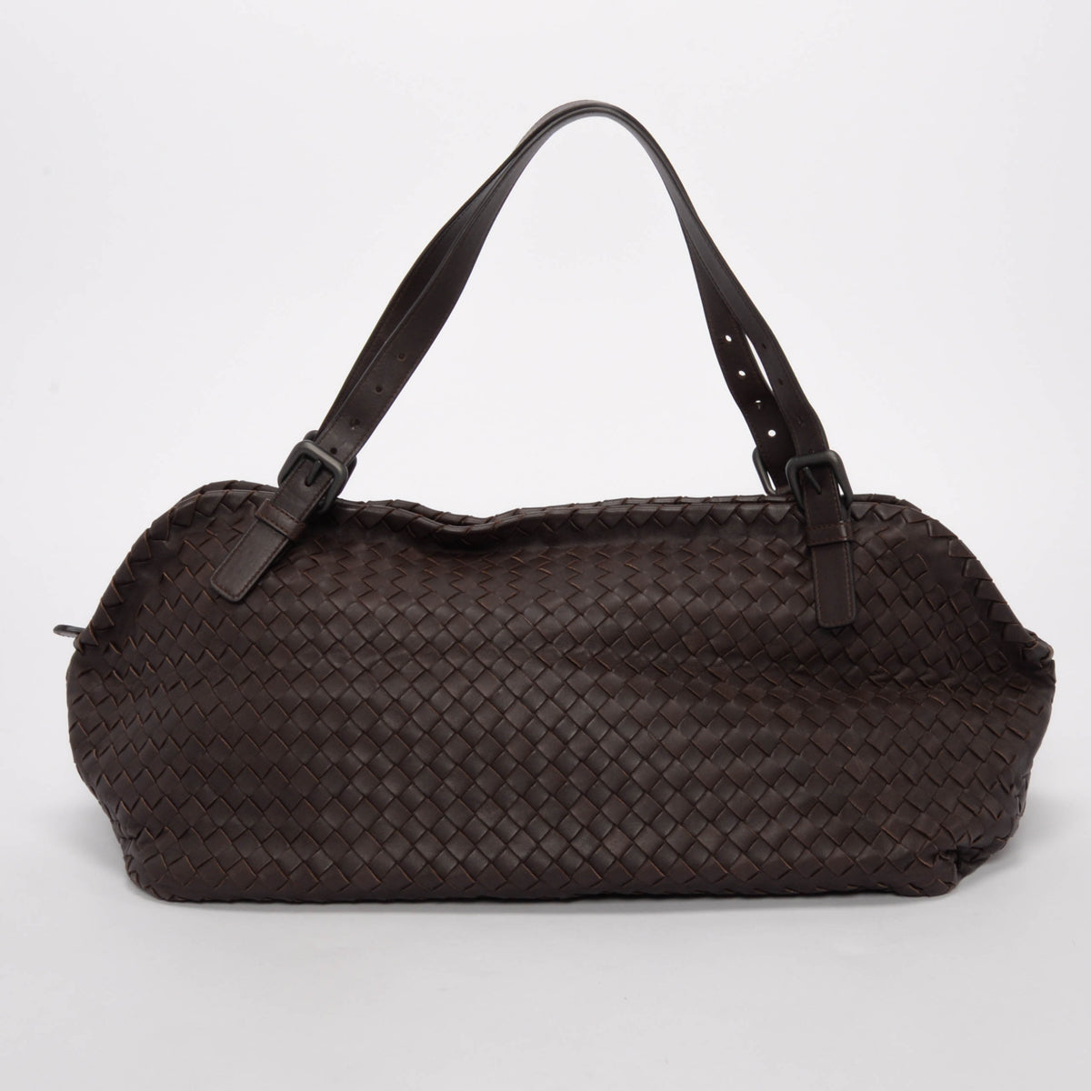 Bottega Veneta Chocolate Brown Intrecciato Large Boston Bag
