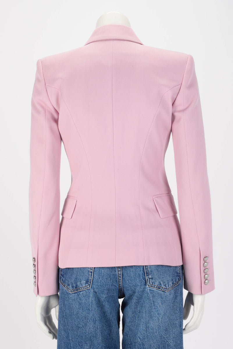 Balmain Pink Wool Double Breasted Blazer FR 34