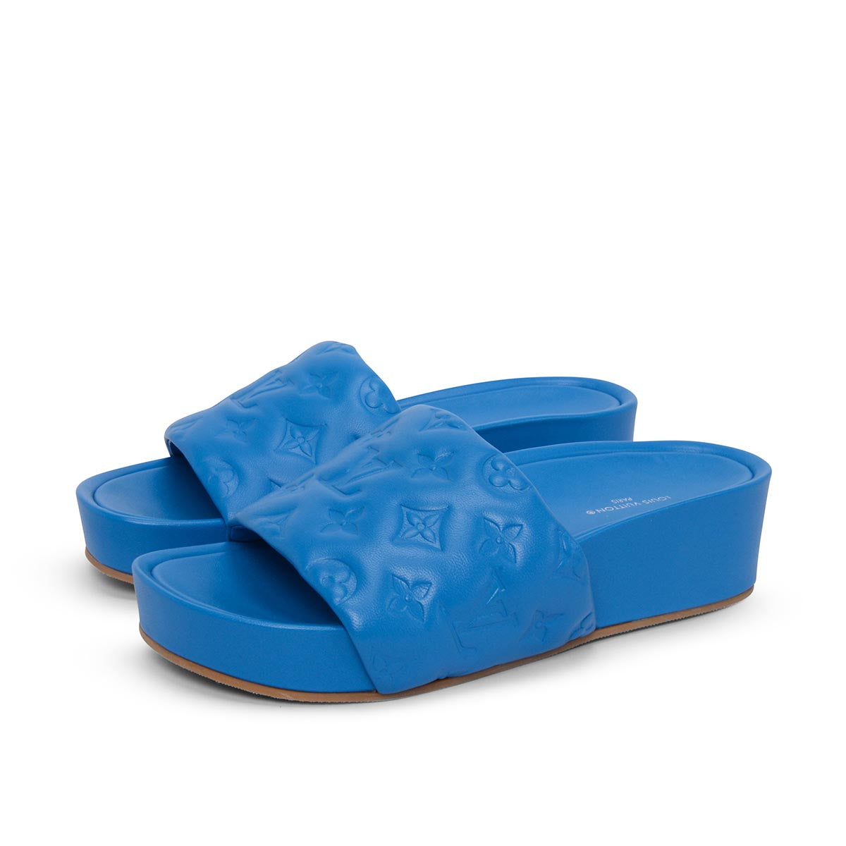 Louis Vuitton Blue Embossed Monogram Jumbo Flatform Mules 38