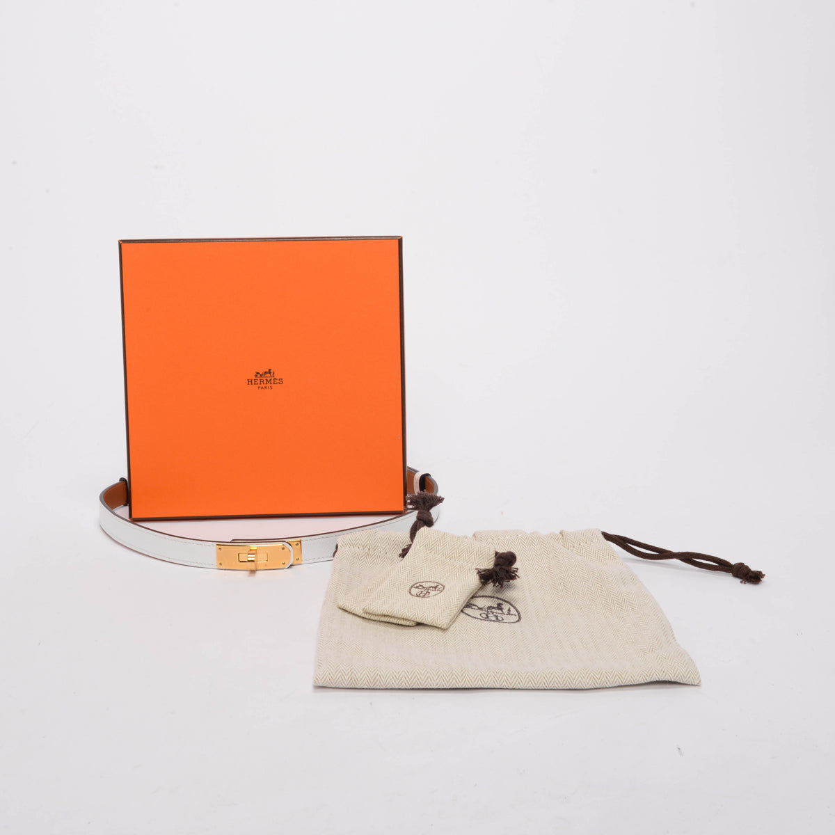 Hermes White Epsom Kelly 18 Belt